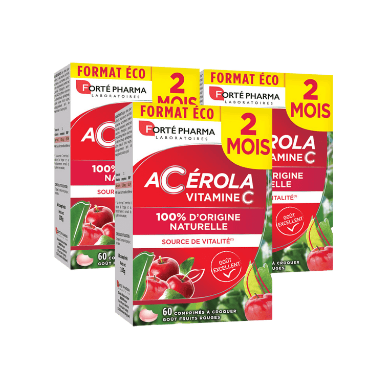 Lot de 3 Acérola 60 comprimés - Forté Pharma
