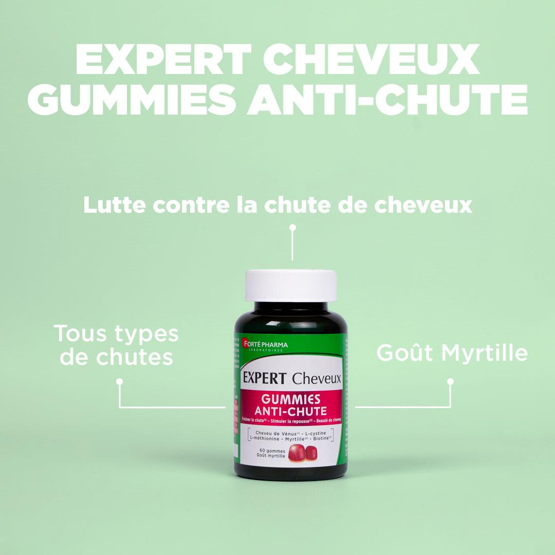 Expert Cheveux Gummies Anti-chute : Lutte contre la chute de cheveux, Tous types de chutes, Goût myrtille