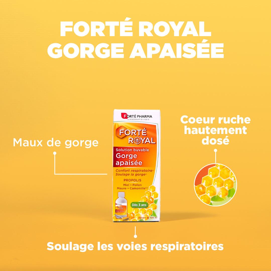 Forté Royal Gorge Apaisée : Maux de gorge, Cœur de ruche hautement dosé, Soulage les voies respiratoires