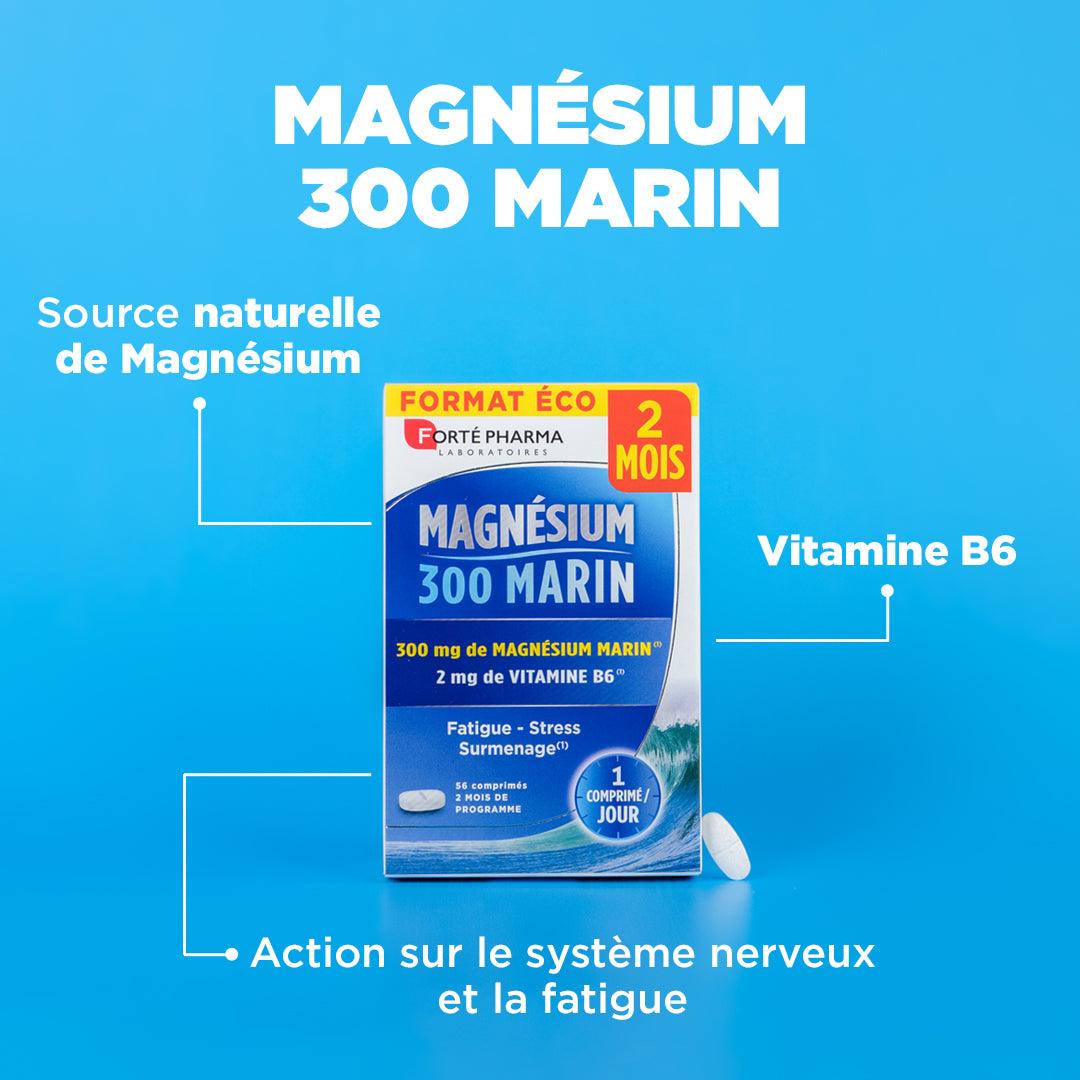 Magnésium 300 Marin : Source naturelle de magnésium, Vitamine B6, Action sur le système nerveux et la fatigue