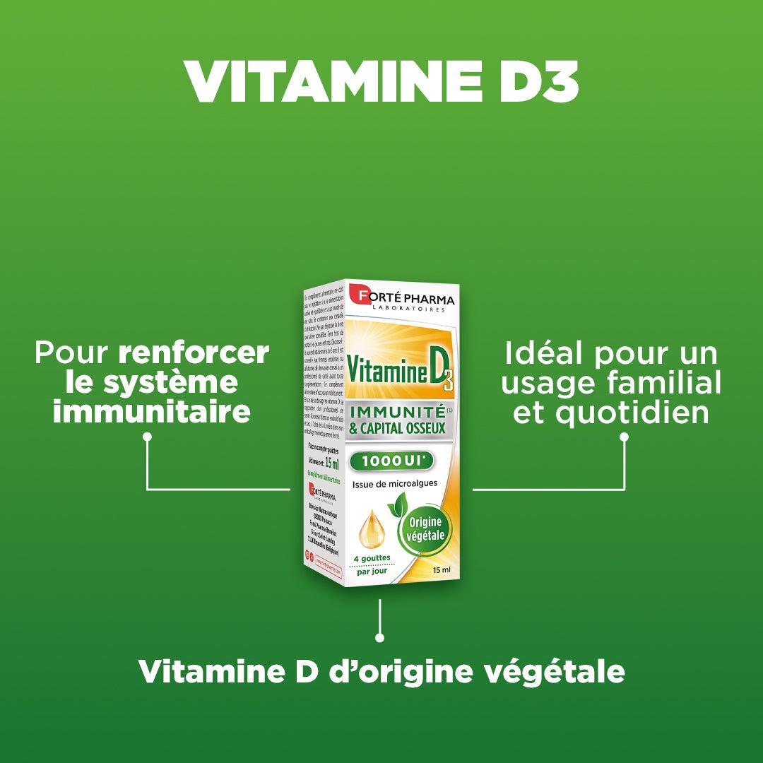Vitamine D3 : Pour renforcer le système immunitaire, Idéal pour un usage familial et quotidien, Vitamine D