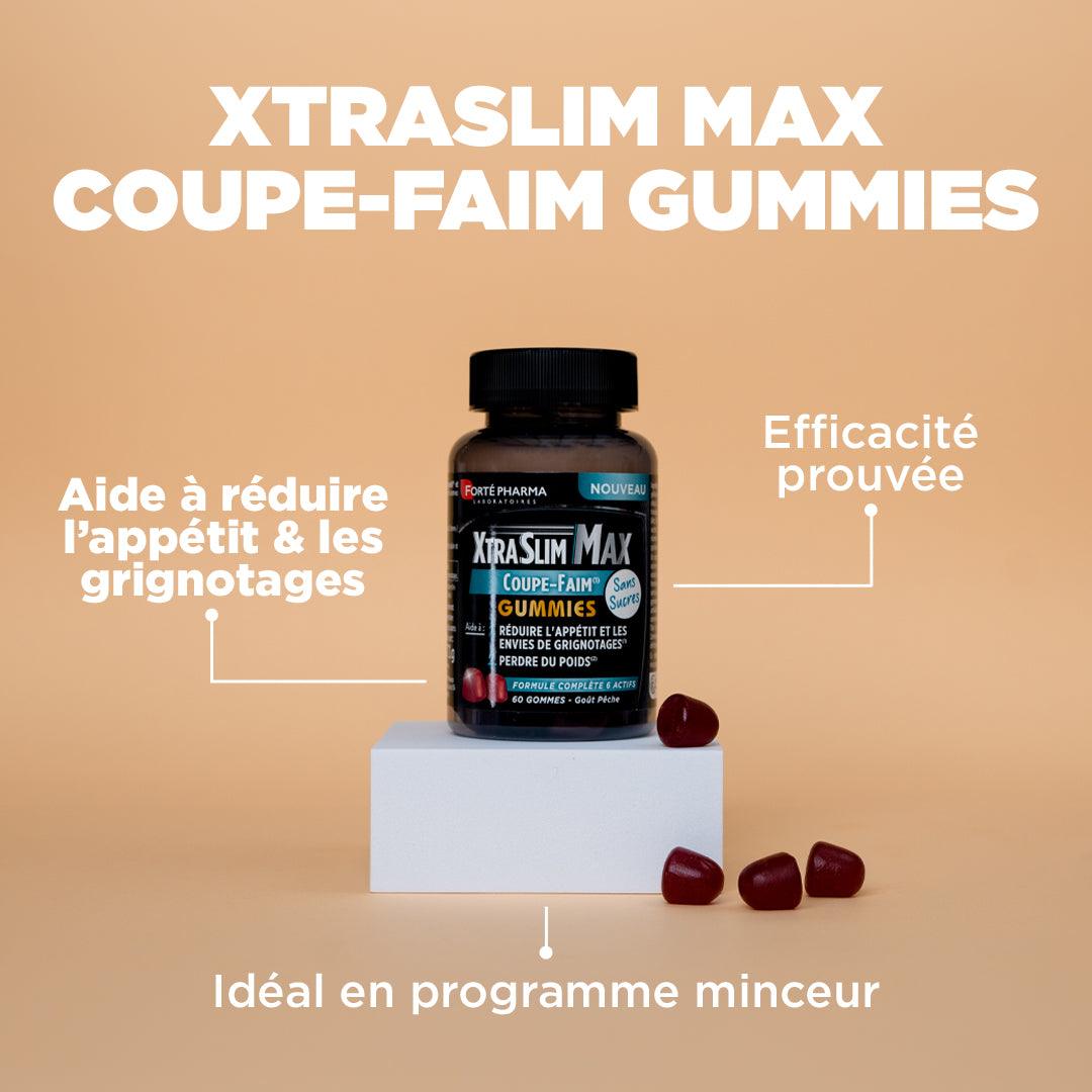 Xtraslim Max Coupe-Faim Gummies : Aide à réduire l’appétit & les grignotages, Efficacité prouvée, Idéal en programme minceur