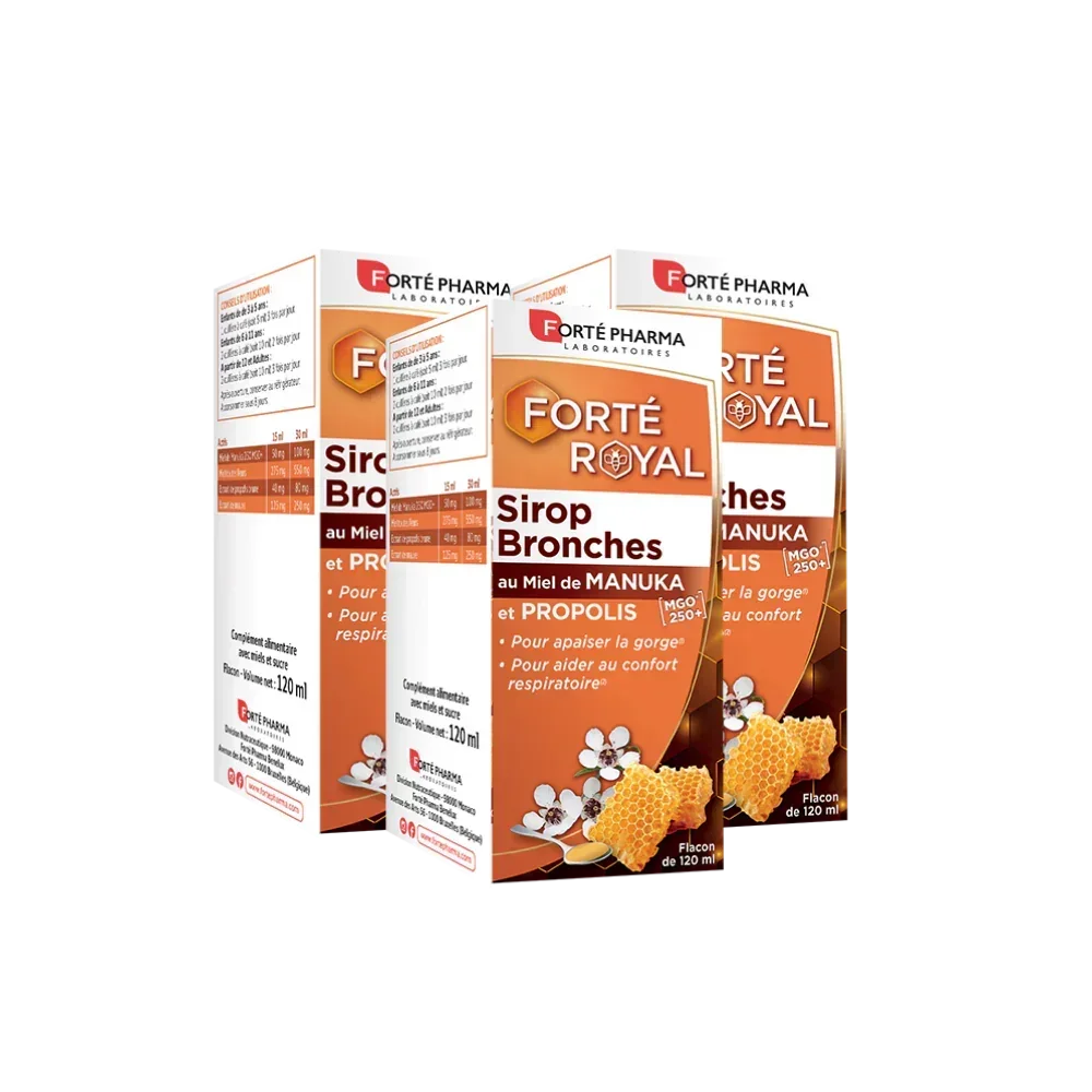 Lot de 3 Forté Royal Sirop Bronche Manuka Propolis