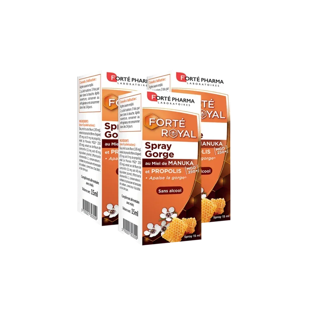 Lot de 3 Forté Royal Spray Gorge Manuka Propolis