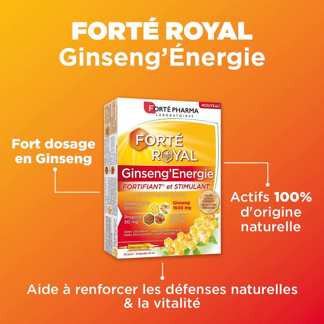 Forté Royal Ginseng Énergie : Fortifiant & stimulant, Actifs 100 % d’origine naturelle