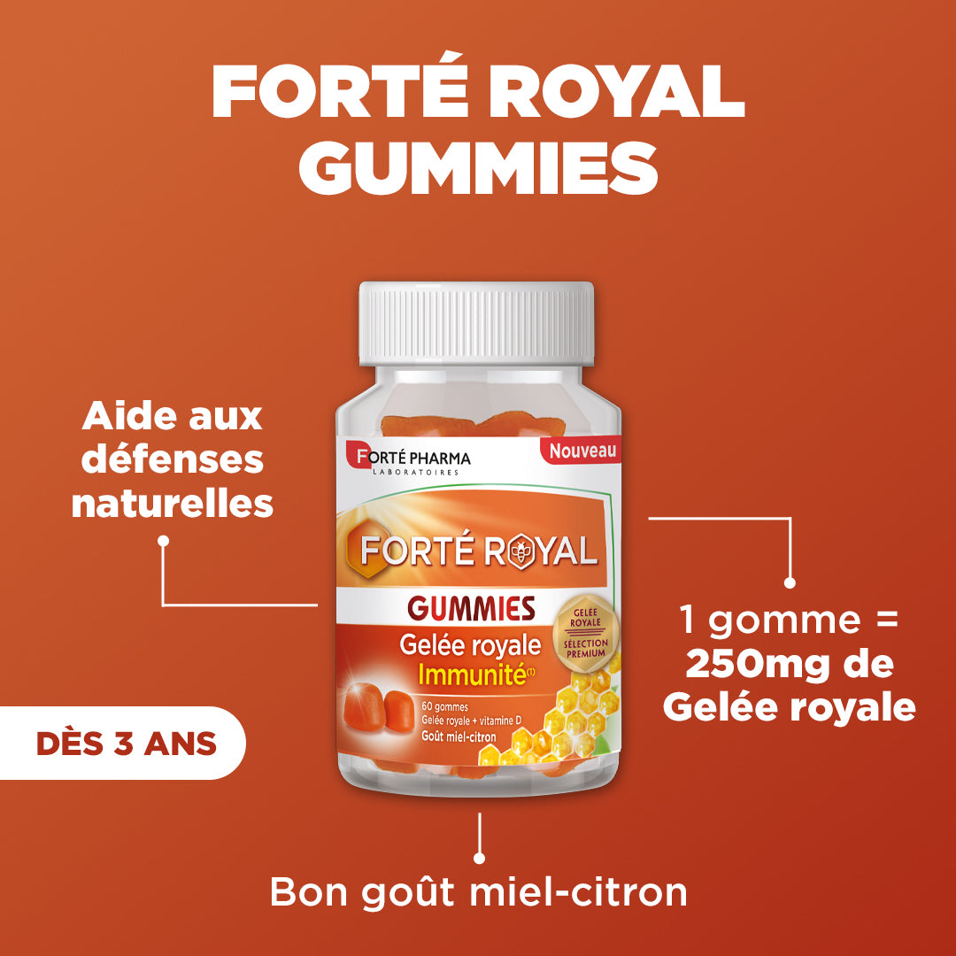 Forté Royal Gummies : Booster d’immunité, Goût miel citron, dès les premiers signes d’un coup de froid
