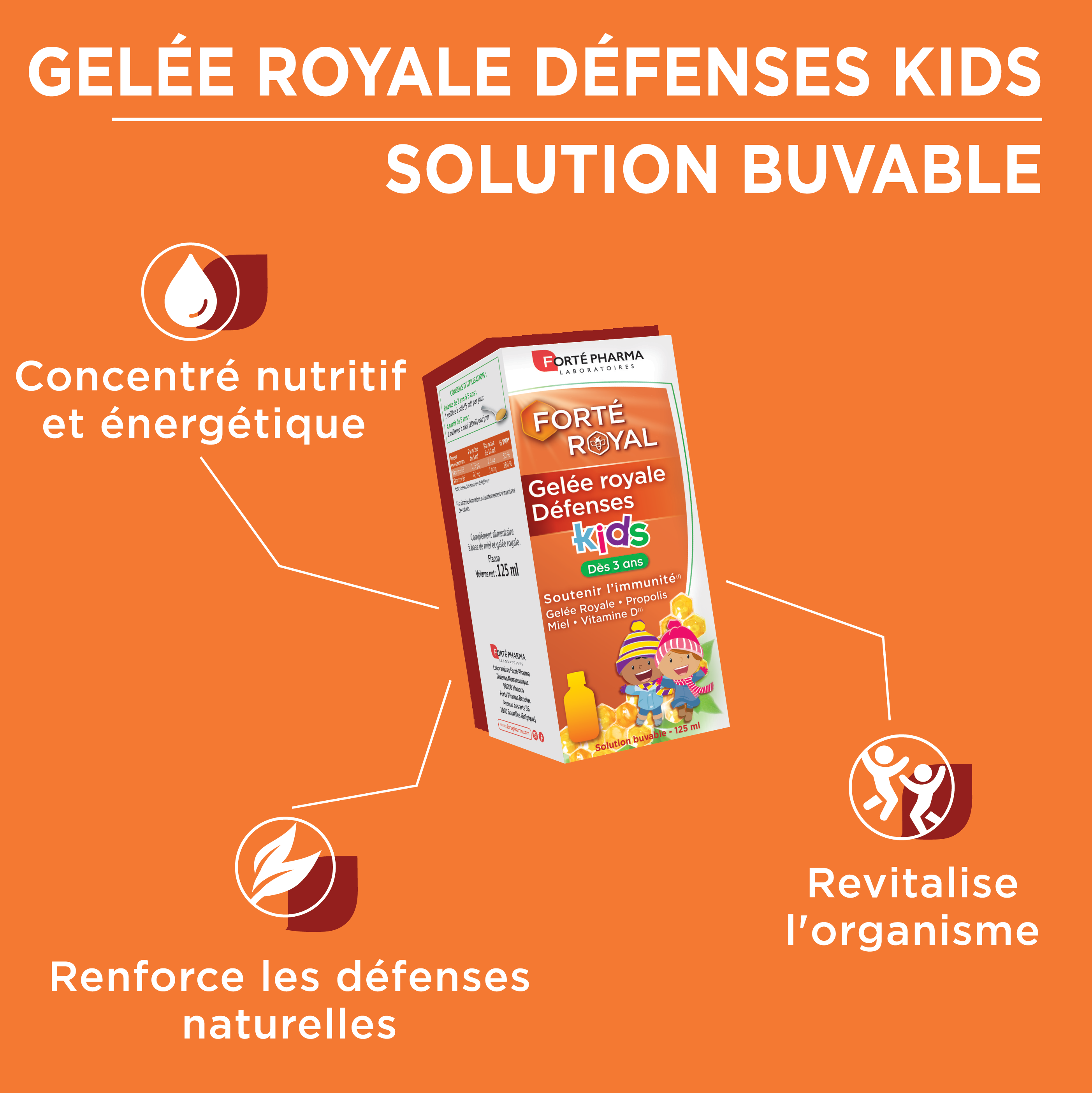 Gelée Royale Défenses Kids Solution buvable attributs