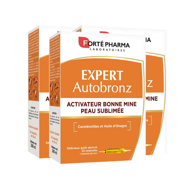 Lot de 3 Expert Autobronz ampoules bonne mine Forté Pharma