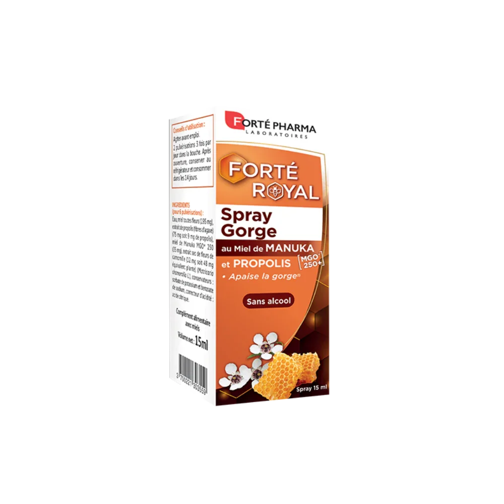 Achetez notre Spray Gorge au miel de manuka et propolis