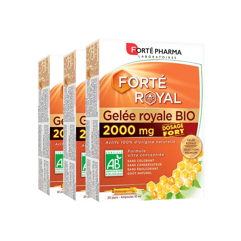 Lot de 3 Forté Royal Gelée Royale BIO 2000mg - Forté Pharma - Lot de 3 Forté Royal Gelée Royale BIO 2000mg - Default Title