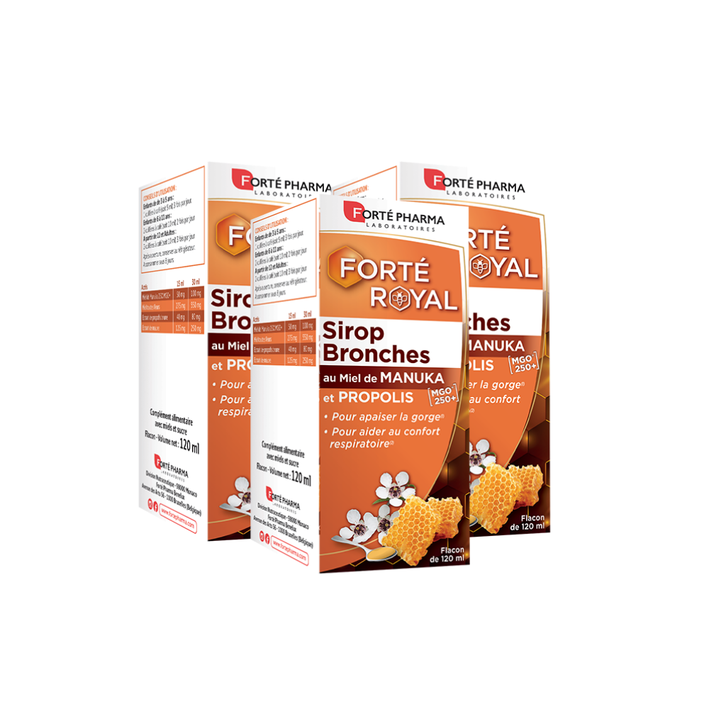 Lot de 3 Forté Royal Sirop Bronche Manuka Propolis