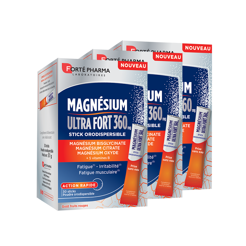 Lot de 3 Magnésium Ultra Fort 360 mg sticks