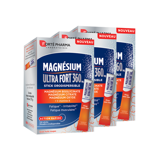 Lot de 3 Magnésium Ultra Fort 360 mg sticks