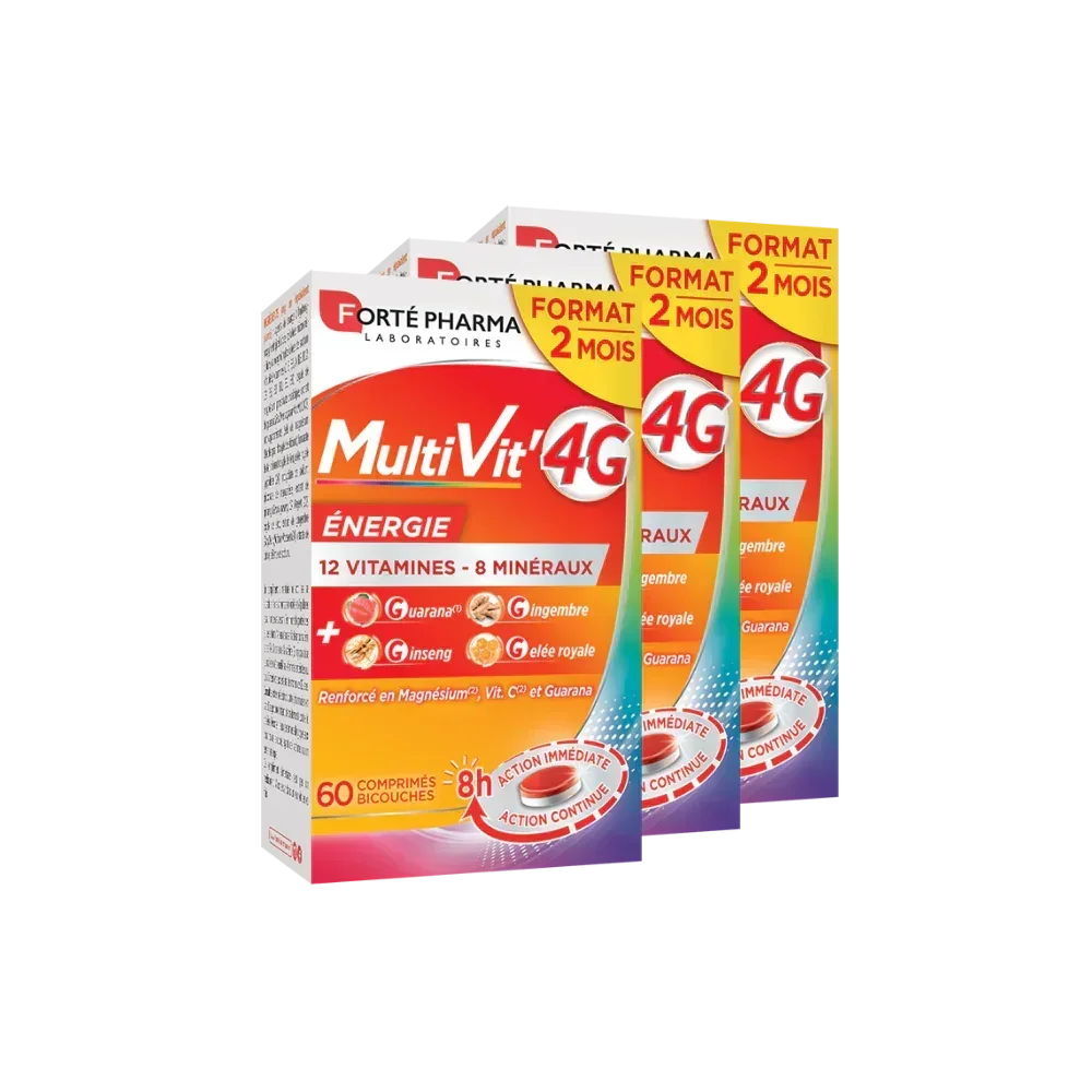 Lot de 3 MultiVit'4G Energie 60 comprimés - Forté Pharma - Lot de 3 MultiVit'4G Energie 60 comprimés - Default Title