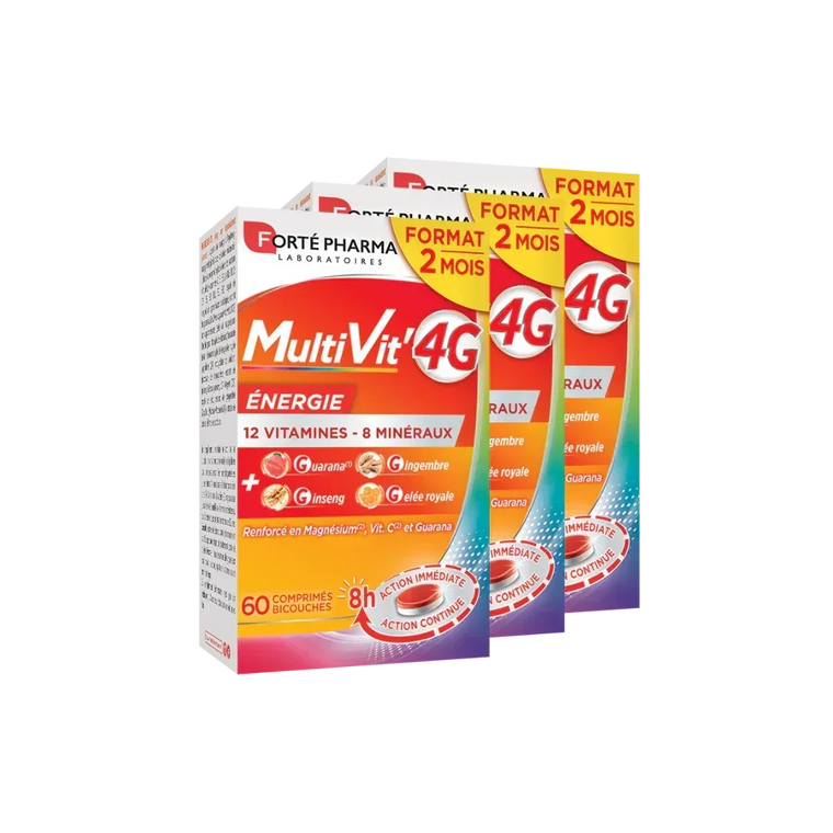Lot de 3 MultiVit'4G Energie 60 comprimés - Forté Pharma - Lot de 3 MultiVit'4G Energie 60 comprimés - Default Title