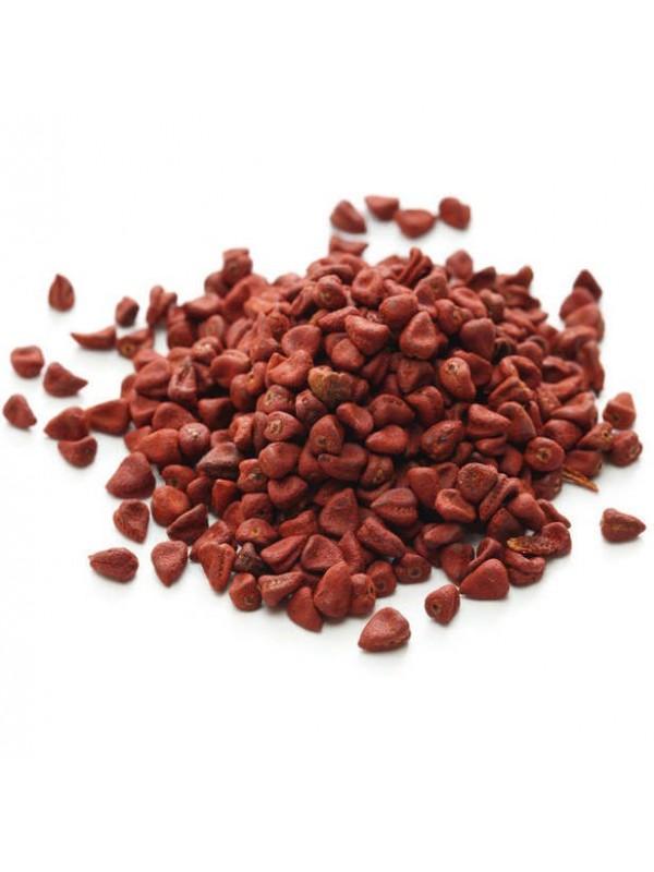 Rocou, graine rouge riche en antioxydants.